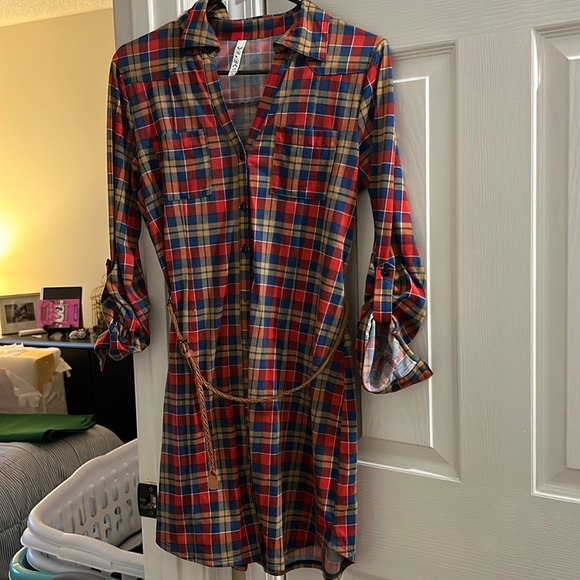 Size M Flannel Shirt Dress - Picture 1 of 2